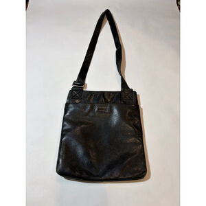 Perlina Black Leather Shoulder Bag Vintage Minimal Classic Tote